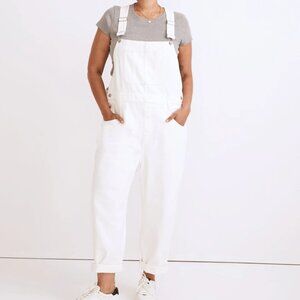 Madewell Denim Straight-Leg Overalls in Tile White, size Large